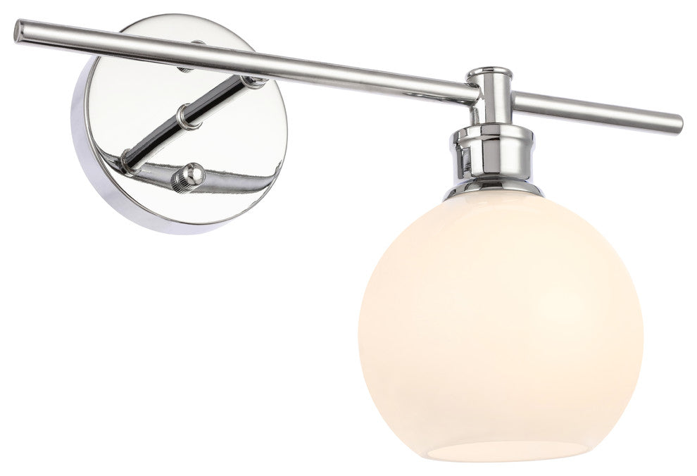 Chrome Finish And Frosted White Glass 1-Light Right Wall Sconce