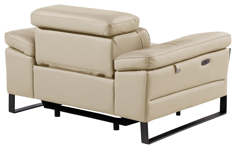 Antonio Italian Leather Power Reclining Arm Chair, Beige