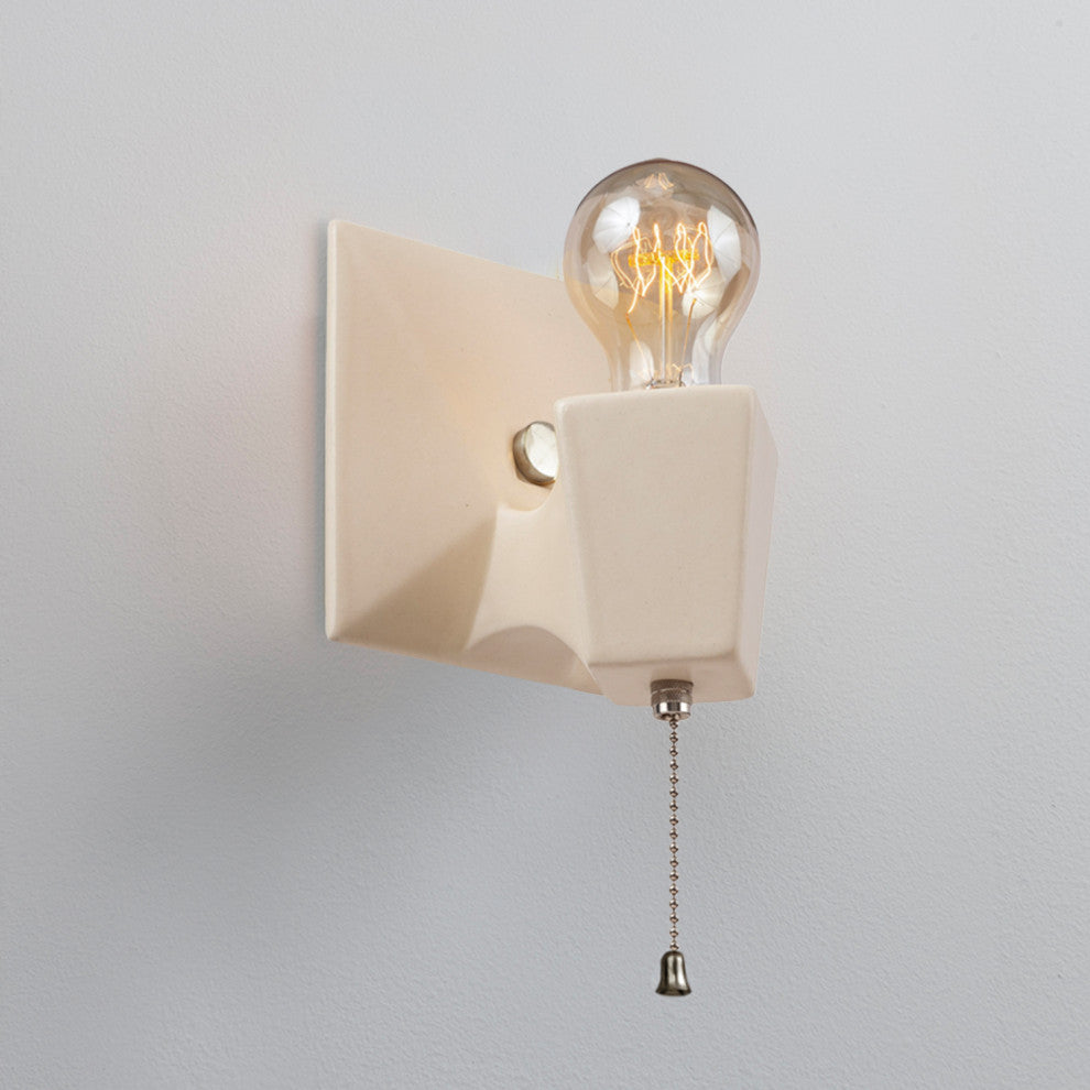 Geo Wall Sconce, Matte White, Brushed Nickel