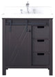 Marsyas 30" Brown Single Vanity, White Quartz Top, White Sink, No Mirror