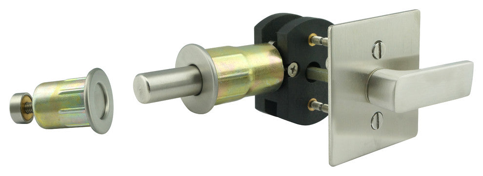 Barn Door Privacy Lock, Square Rose, 3.5" BS, TT15 ADA Turn, Bright Stainless