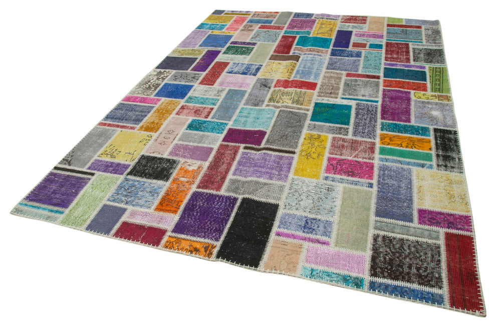 Rug N Carpet - Handmade Turkish 6' 10" x 9' 9" Wool Patchwork Area Rug