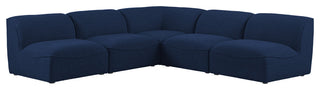 Miramar Linen Textured Fabric  5-Piece Modular L-Shaped Sectional, Navy