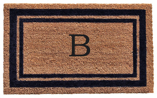 Dark Blue Border 18"x30" Monogram Doormat, Letter B