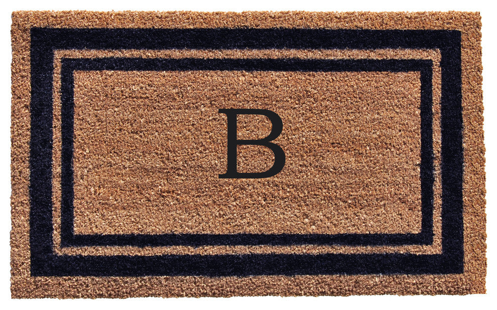 Dark Blue Border 18"x30" Monogram Doormat, Letter B