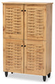 Winda and Contemporary Oak Brown Finished Wood 4-Door Shoe Storage Cabinet