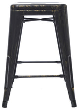 24" Stackable Industrial Golden Black Backless Kitchen Metal Barstools Set of 4