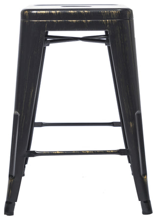 24" Stackable Industrial Golden Black Backless Kitchen Metal Barstools Set of 4