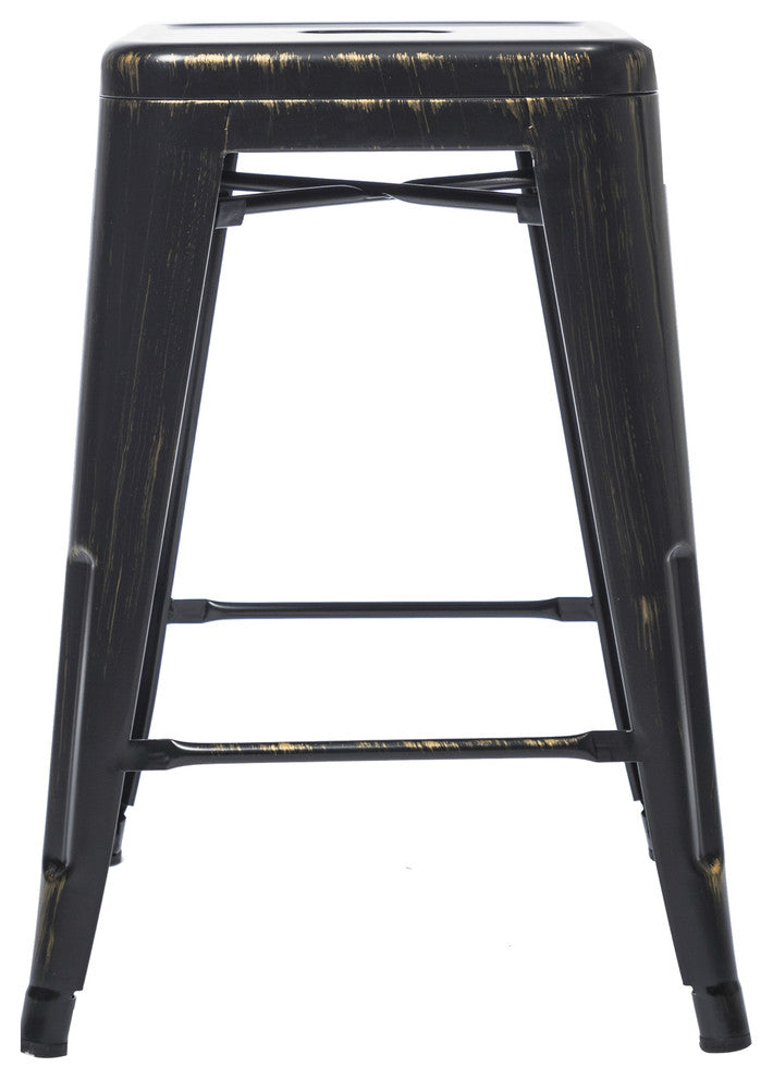 24" Stackable Industrial Golden Black Backless Kitchen Metal Barstools Set of 4