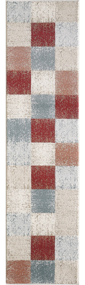 Avalon Checkered Area Rug, Brown, 2' X 7'7 Runner