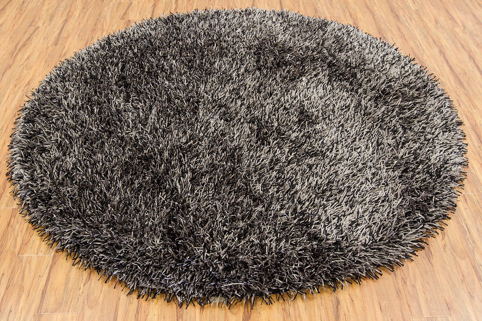Iris Contemporary Area Rug, Gray and Black, 7'9" Round