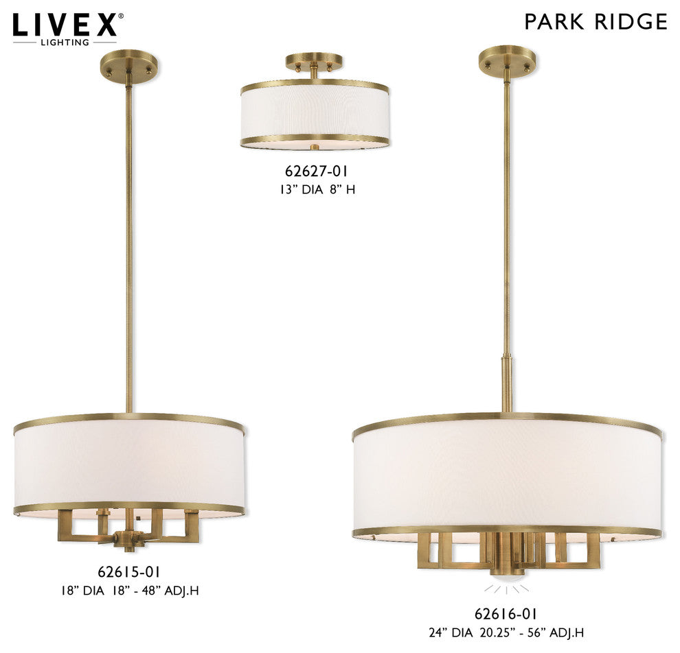 Livex Lighting Antique Brass 4-Light Pendant Chandelier