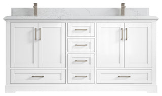 Boston 72 Double Sink Bath Vanity in White 1.5" Empira Quartz