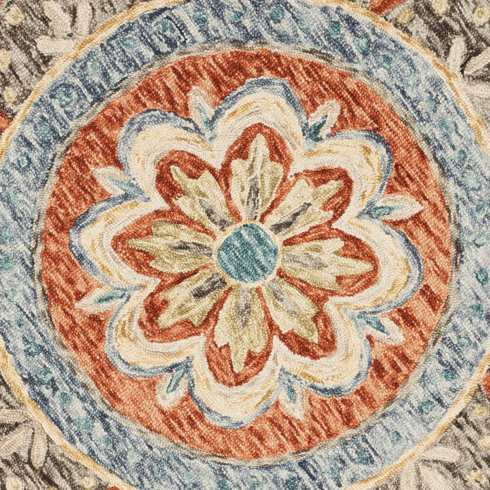 6' Round Orange Scalloped Edge Area Rug