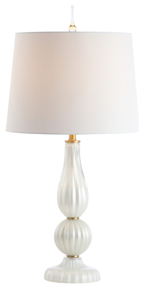 Maddie 28" Glass, Metal LED Table Lamp, White Pearl
