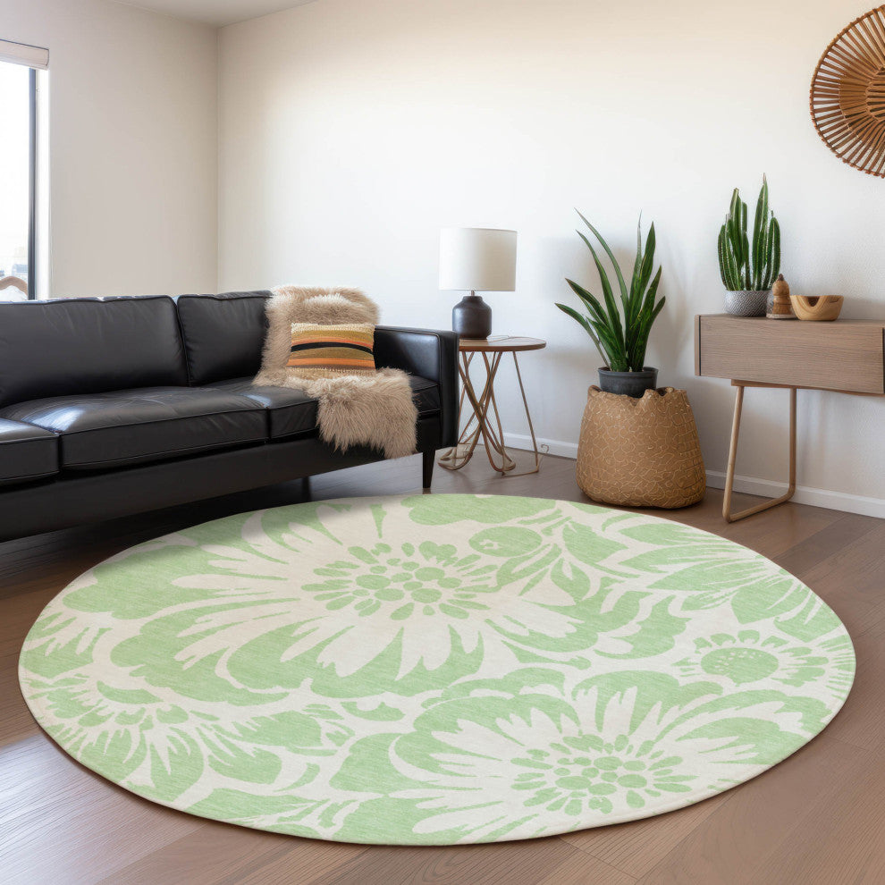 Premium Machine Washable Mayfield AMF551 Mint 8' x 8' Round Rug