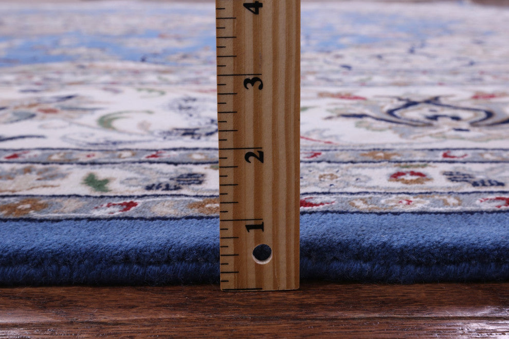 10' Square Persian Nain Wool & Silk Hand Knotted Rug - Q13146