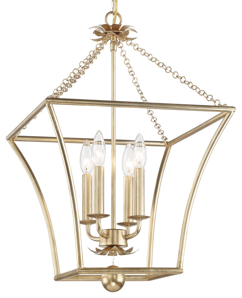 Broche Four Light Lantern in Antique Gold