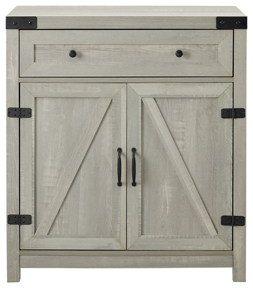30" Farmhouse Barn Door Accent Cabinet - Stone Grey