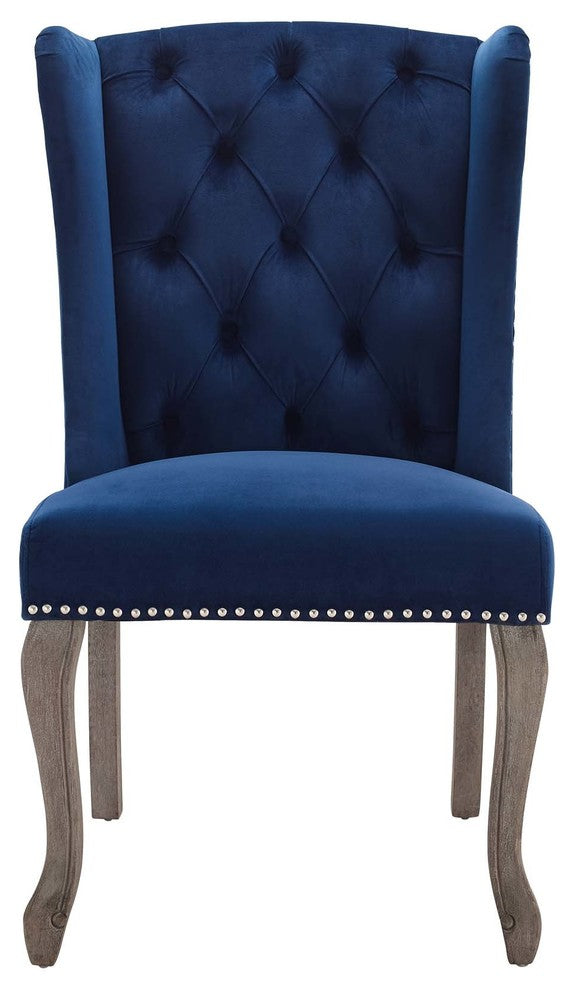 Navy Apprise French Vintage Dining Performance Velvet Side Chair