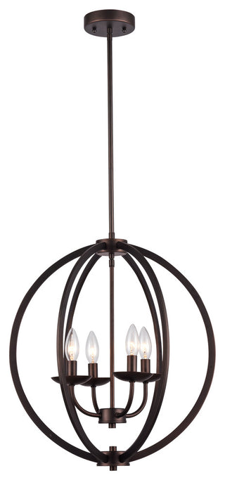 IRONCLAD, Industrial-style 4 Light Rubbed Bronze Ceiling Pendant, 18" Wide