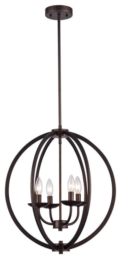 IRONCLAD, Industrial-style 4 Light Rubbed Bronze Ceiling Pendant, 18" Wide