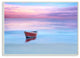 Boat on a Calm Sea Ocean Horizon Photograph Wall Art, 13"x19", Wood Plaque