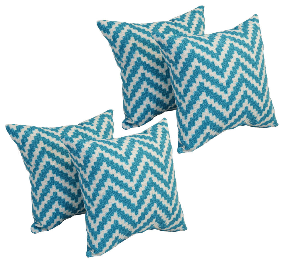 17" Square Polyester Outdoor Throw Pillows, Set of 4, Weiland Ocean
