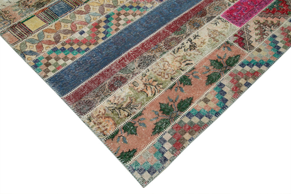 Rug N Carpet - Handmade Oriental 6' 8" x 10' 0" Faded Patchwork Area Rug