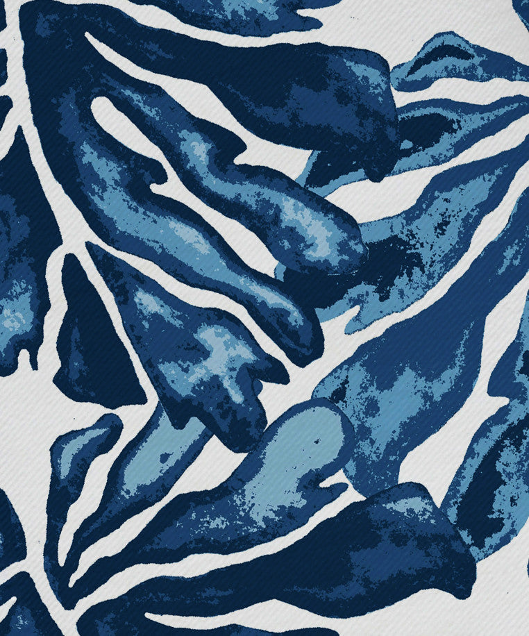 22"x22" Palm Leaves, Floral Print Napkin, Blue, Set of 4