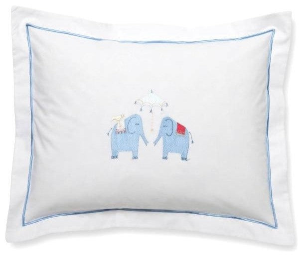 Baby Boudoir Umbrella Elephants Pillow Cover, Blue