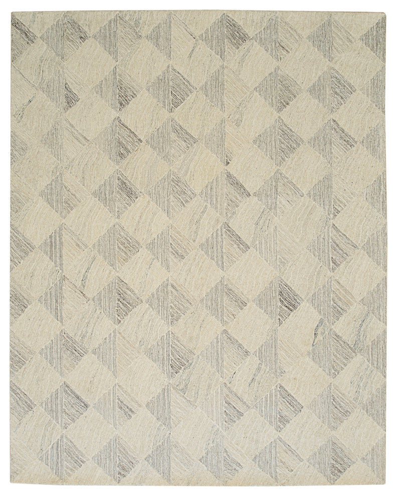 Hand-Tufted Wool Multi Gray Geometric Modern Tufted Rug, 5'x8', 5'x8'