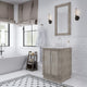Hugo Carrara White Marble Countertop Vanity in Gray Oak, chrome hardware, 24", Vanity With Gooseneck Faucet