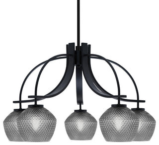 Cavella 5 Light Downlight Chandelier Matte Black Finish 6" Smoke Textured