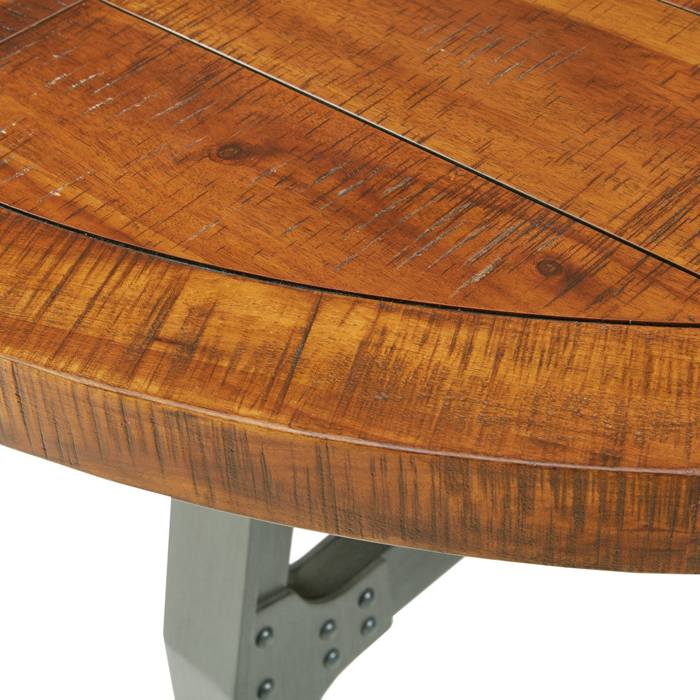 INK+IVY Lancaster Industrial Dining Table, Amber, Round Dining Set