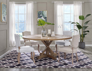 Stitch 71" Round Pine Wood Dining Table, Brown
