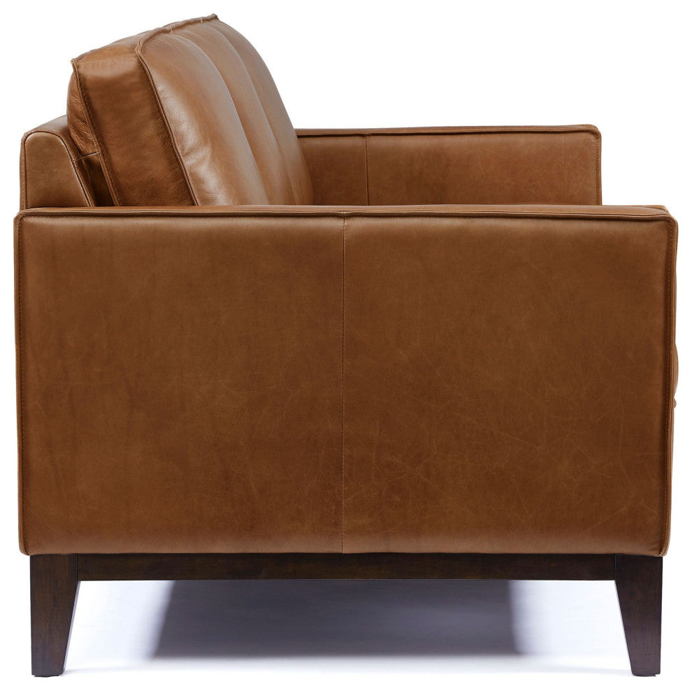 Metropole 100% Top Grain Pull Up Leather Mid-century Sofa