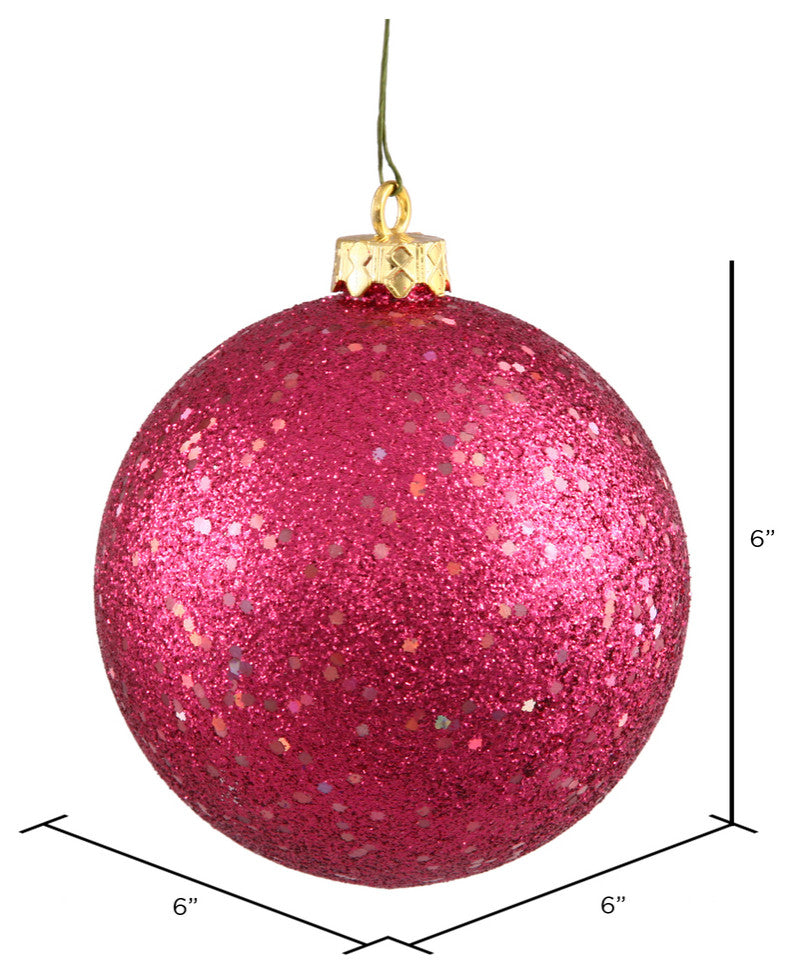 6" Wine Sequin Ball Drilled 4/Bag