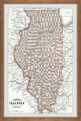 "Vintage Illinois Map" Framed Painting Print, 24x36