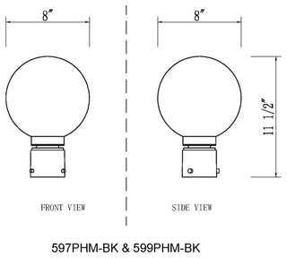 Z-Lite 599PHM Laurent 12" Tall Marine Grade Post Light - Black