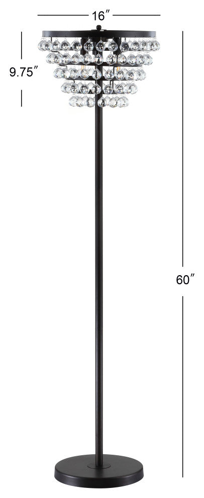 Jemma Crystal, Metal LED Floor Lamp, 60", Bronze