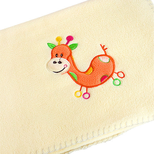 Orange Giraffe - YellowApplique Coral Fleece Baby Throw Blanket (29.5"-39.4")