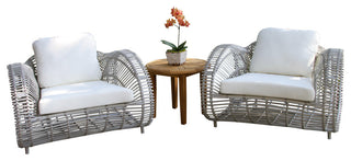 3-Piece Lava Seating Group With Teak Accent Table, Grey