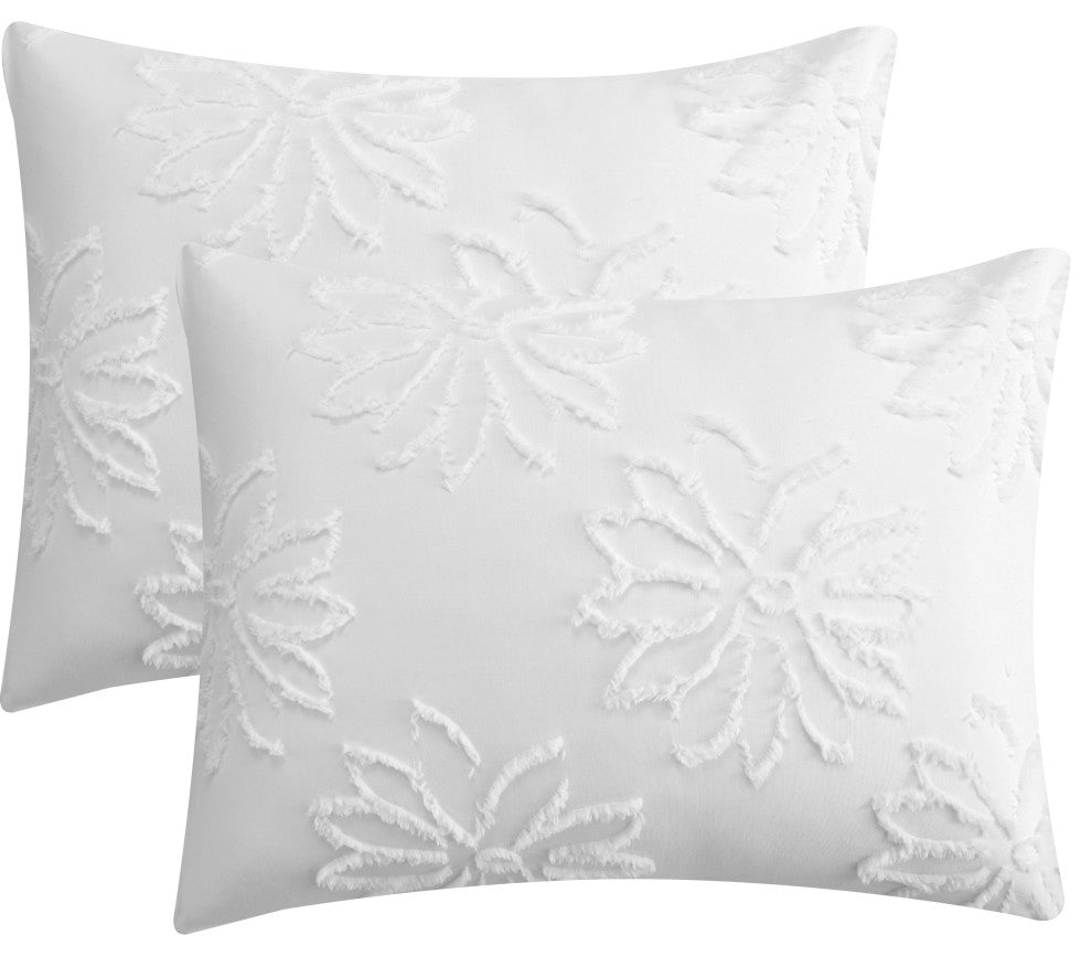 Altair Clip 7 Piece Comforter Set, White, Queen