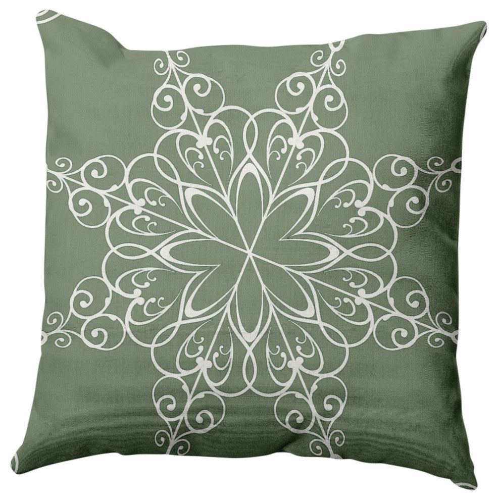 Snowflake Decorative Throw Pillow, Sage Green, 18"x18"