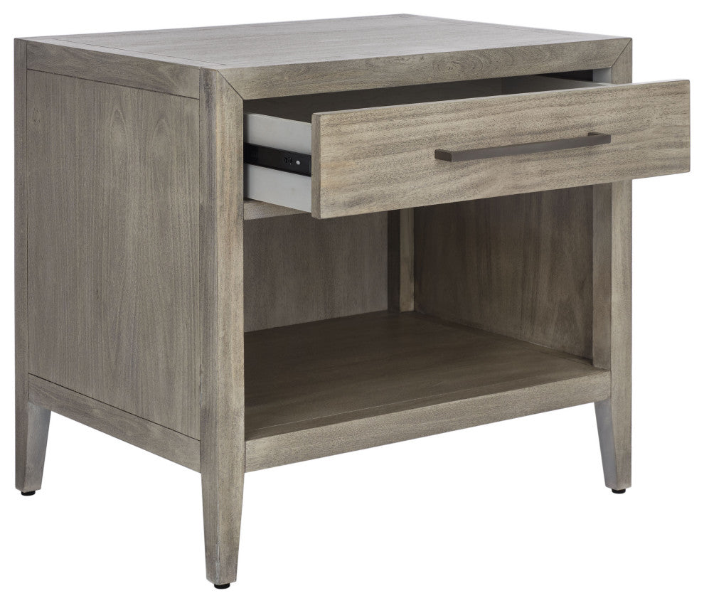 Safavieh Couture Ariella 1 Drawer Wood Nightstand, Light Grey