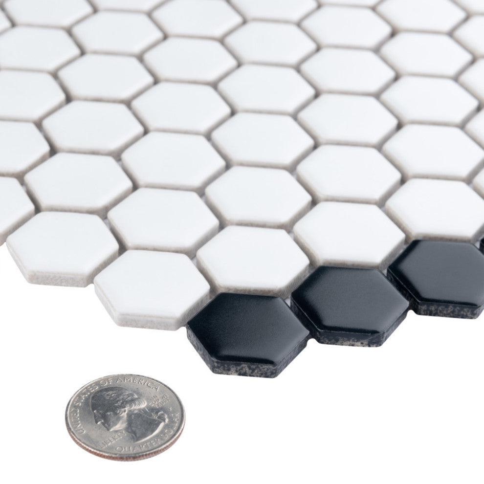 Metro 1" Geo Hex Porcelain Floor and Wall Tile Sample
