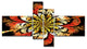 Dark Yellow Orange Fractal Flower, Abstract Wall Art Canvas, 60"x32", 4 panels