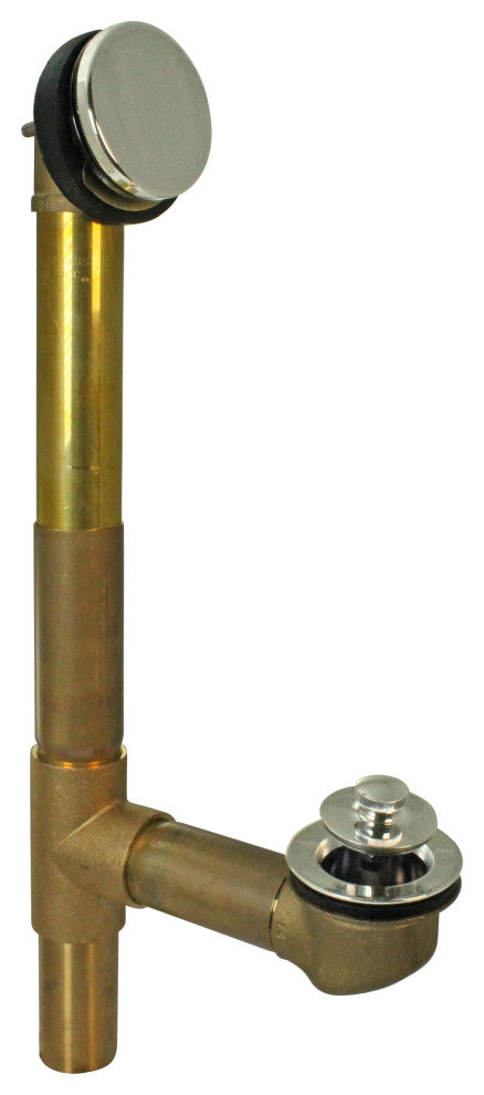 19 in. Solder In Brass Bath Tub Waste Drain Kit, Polished Nickel