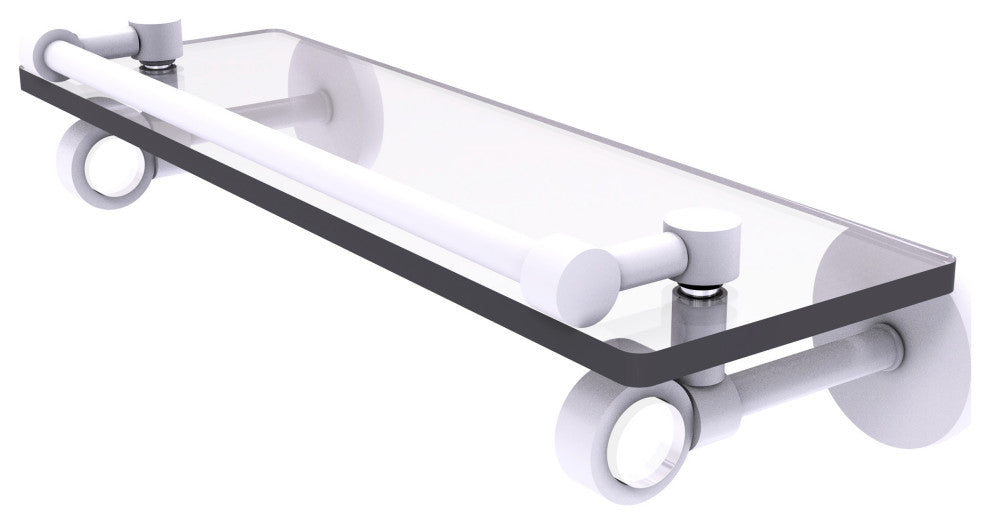 Clearview 16" Glass Shelf with Gallery Rail, Matte White